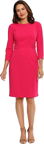 Quarter Sleeve Sheath Dress Pink  - London Times