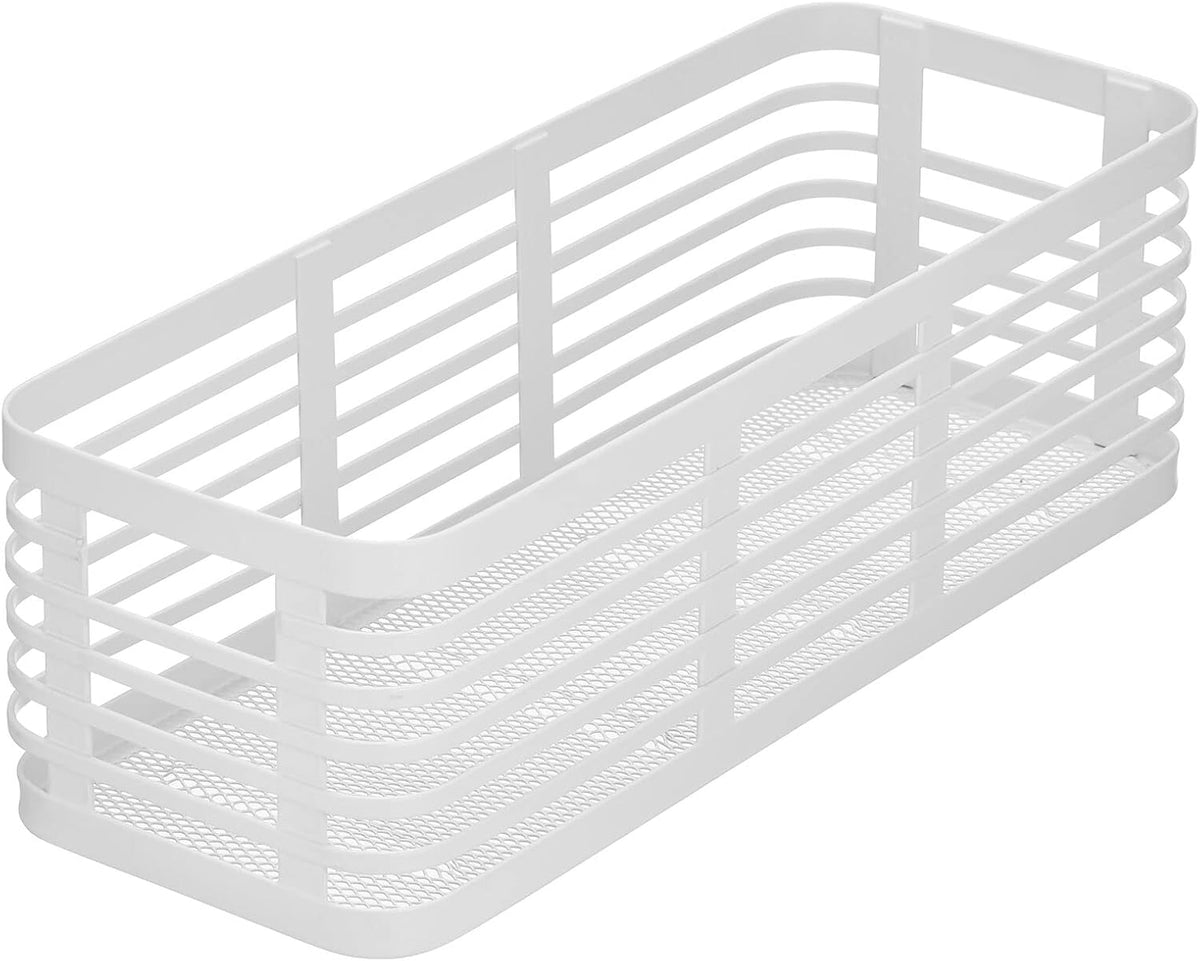 Cesta de acero blanca de 16 x 5 x 6