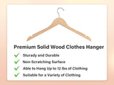Natural brillante/Cromado - Percha de madera para camisas P/5