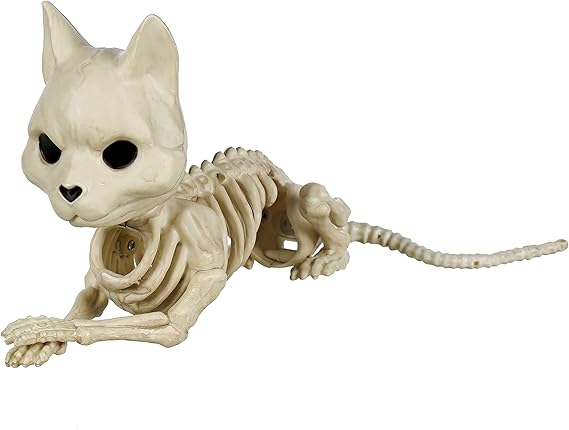 Ratón esqueleto con cara de gato, 16.8 cm