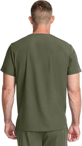 Top cuello V verde olivo