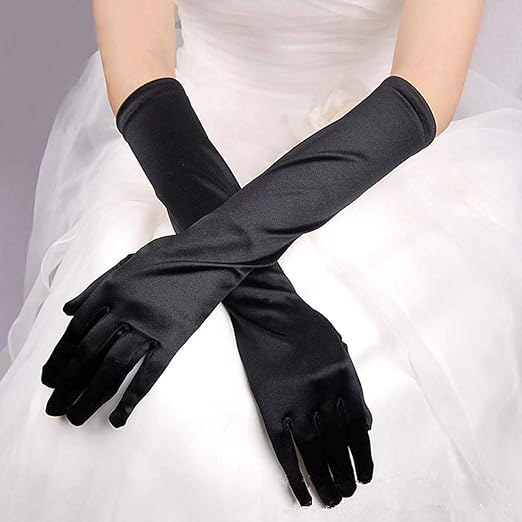 Guantes de satén negros