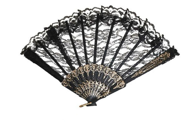 Abanico de encaje-9"-Negro