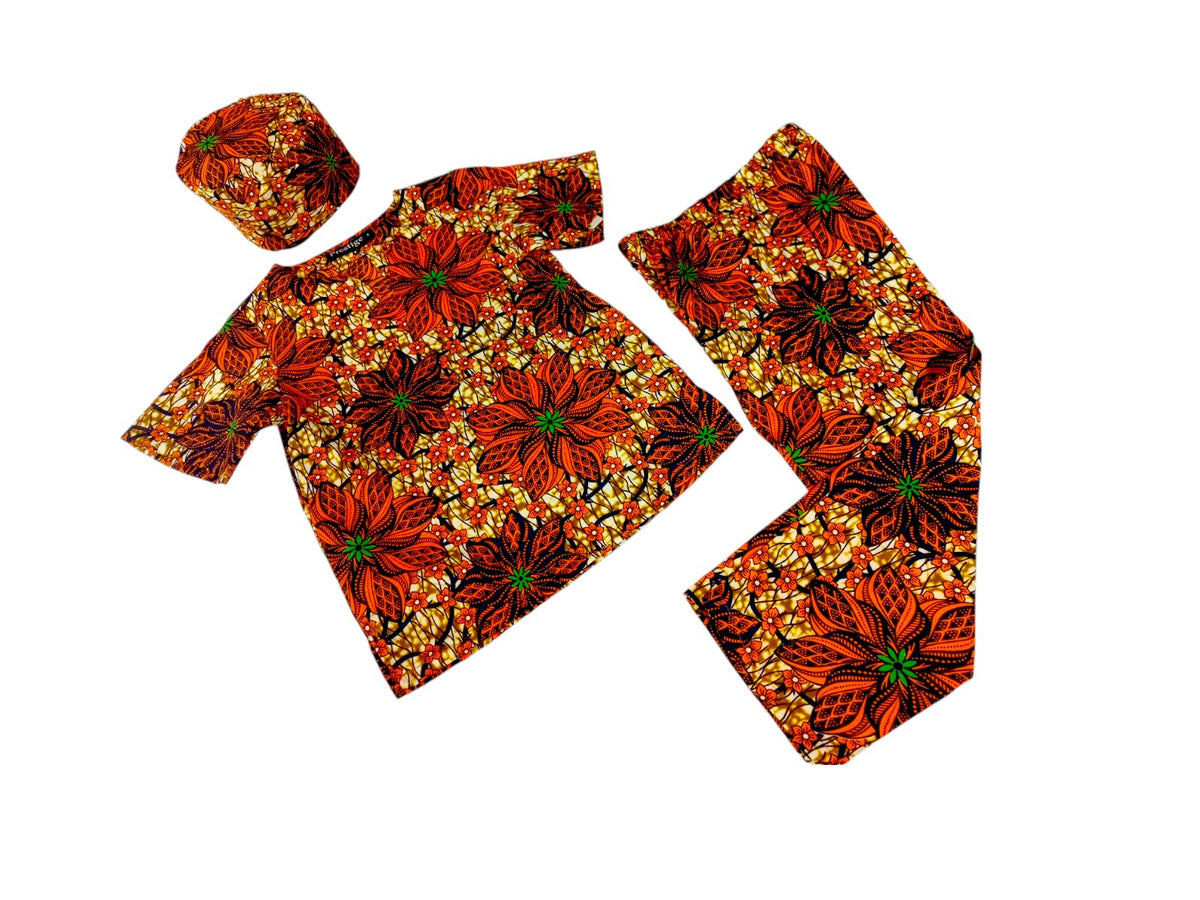 Conjunto Niño Flores Naranja (Etnia Negra)