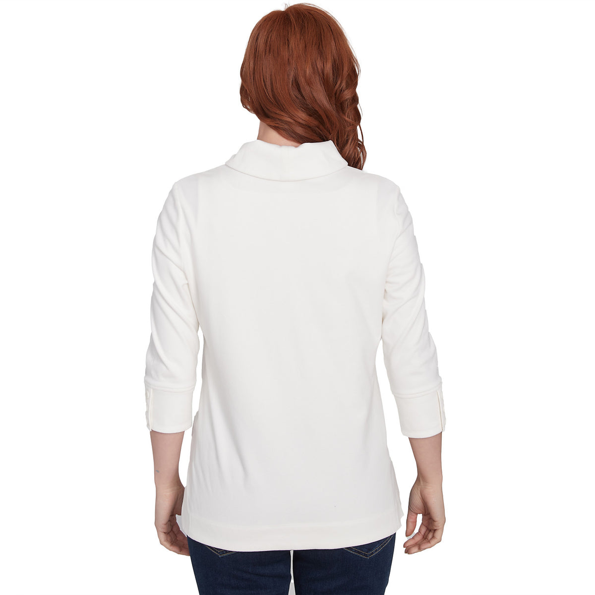 Top de punto acanalado elástico con cuello de pico Luxe Ivory - Ruby Rd