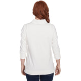 Top de punto acanalado elástico con cuello de pico Luxe Ivory - Ruby Rd