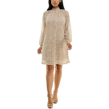 Vestido dorado combinado - Nina Leonard