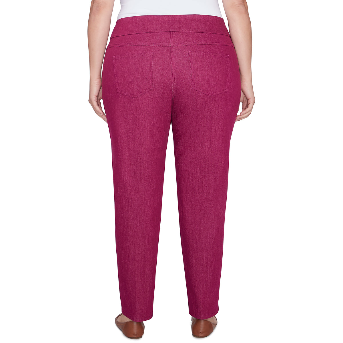Pantalón Plus Vaquero de Color Burdeos - Ruby Rd