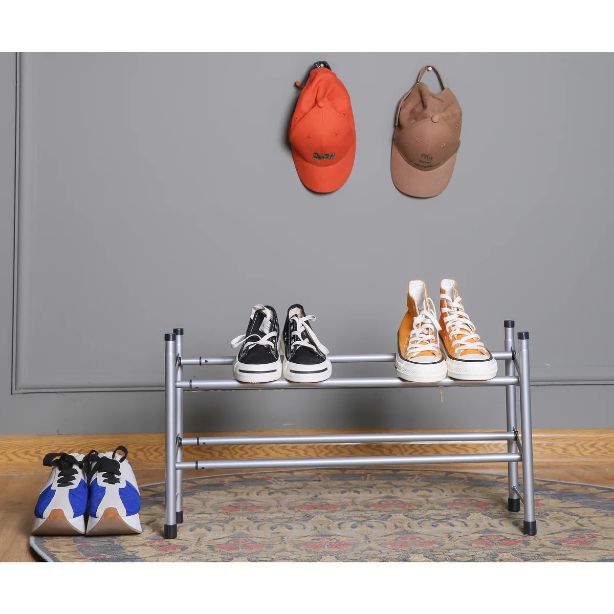 Plateado - Zapatero extensible de 2 niveles