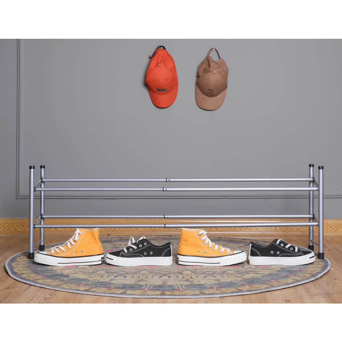 Plateado - Zapatero extensible de 2 niveles