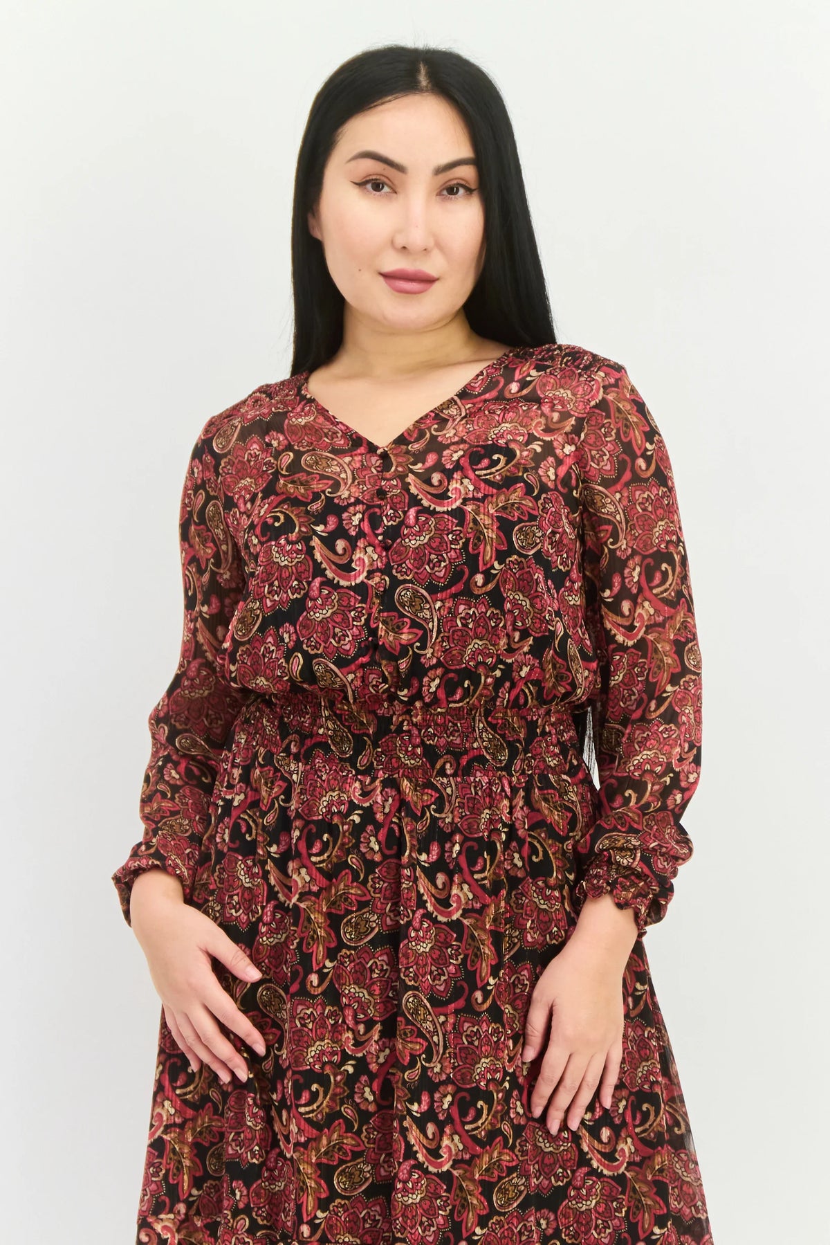Vestido midi estampado de cachemir rosa - Nanette Lepore