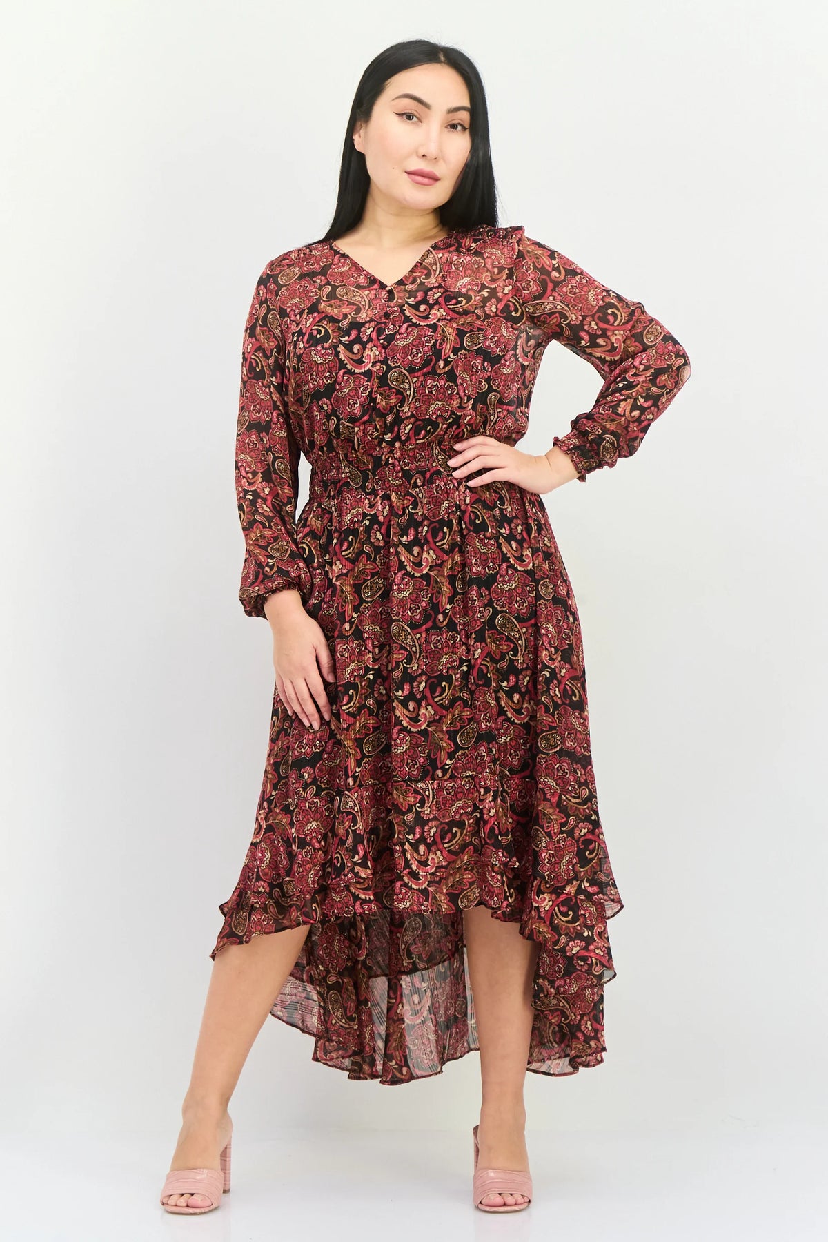 Vestido midi estampado de cachemir rosa - Nanette Lepore