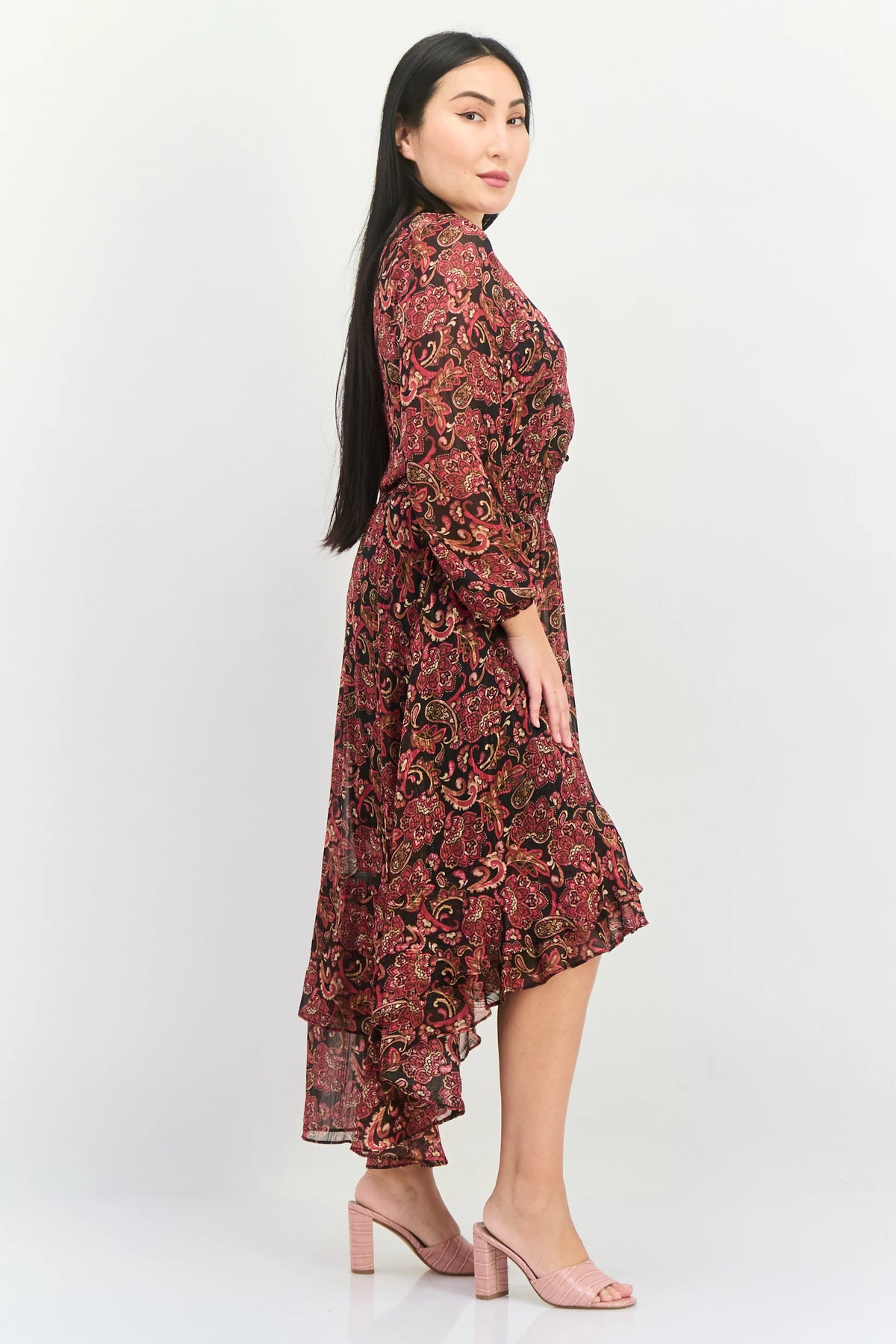 Vestido midi estampado de cachemir rosa - Nanette Lepore