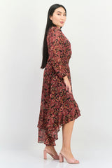 Vestido midi estampado de cachemir rosa - Nanette Lepore