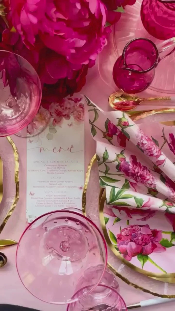 Servilleta de cóctel Peonías rosadas 3 capas