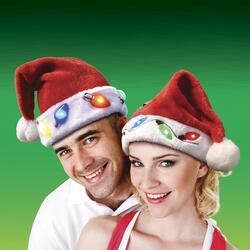 Gorro de Papá Noel de peluche con luces LED
