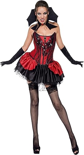 DISFRAZ DE VAMPIRESA SEDUCTORA, ROJO Y NEGRO