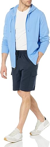 Pantalón corto de felpa tipo cargo para hombre, azul marino