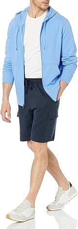 Pantalón corto de felpa tipo cargo para hombre, azul marino