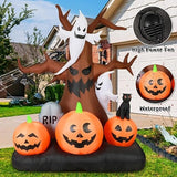 8 FT Tall Inflatables Dead Tree with White Ghosts & Pumpkins