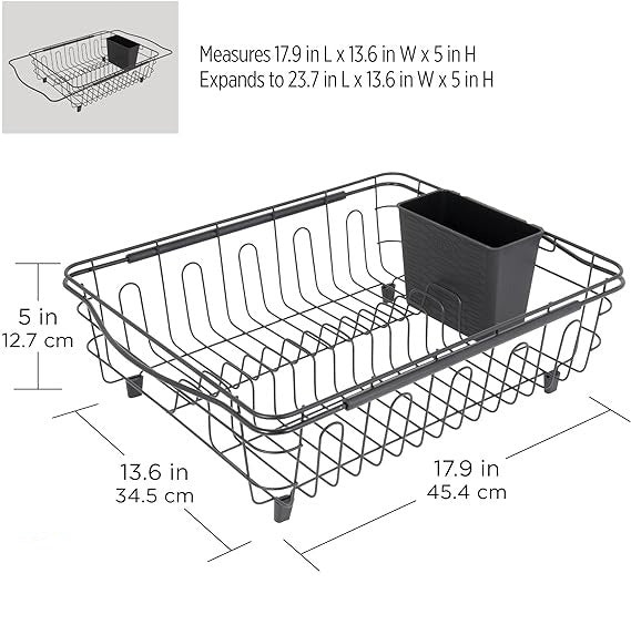 Escurridor de platos multiuso 3 en 1, negro