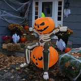 5FT Tall Skull Skeleton Pumpkin Head