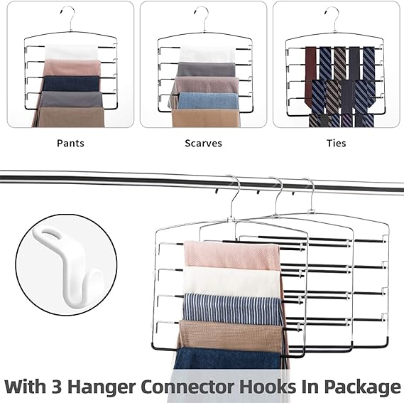 Percha para pantalones de 4 niveles negra/cromada S/2