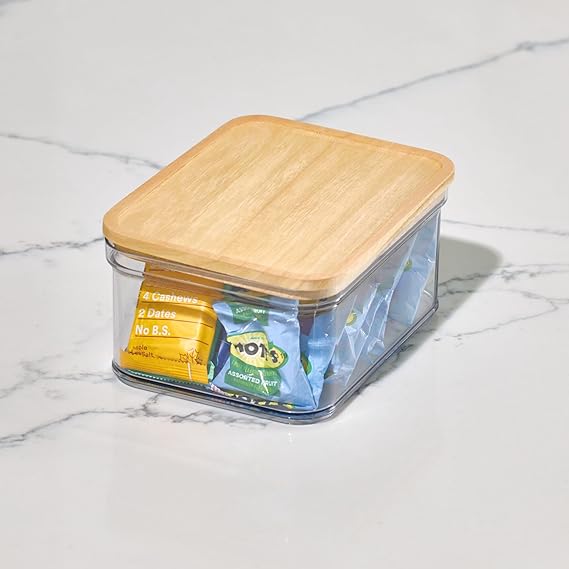 Contenedor Crisp 8x8 con tapa de madera transparente/natural
