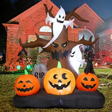 8 FT Tall Inflatables Dead Tree with White Ghosts & Pumpkins