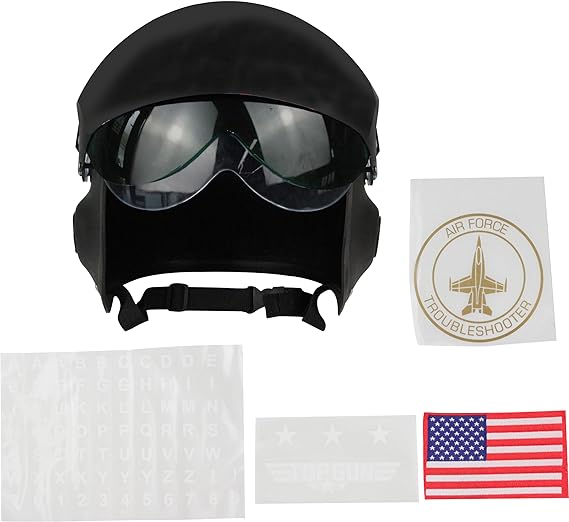 Casco de piloto de caza a reacción negro Deluxe ajustable para adulto