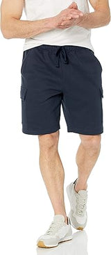 Pantalón corto de felpa tipo cargo para hombre, azul marino