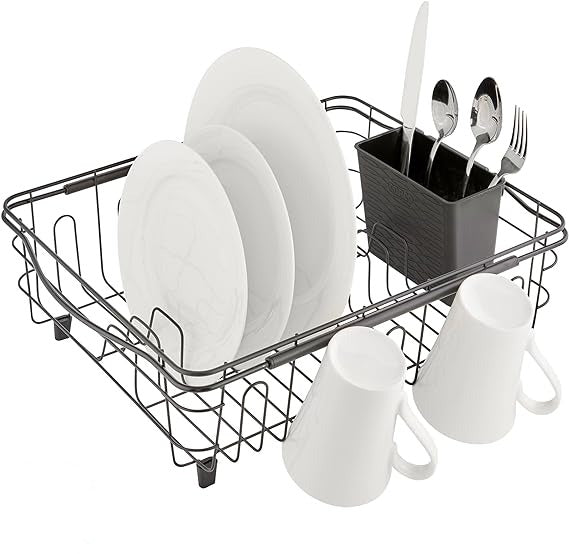 Escurridor de platos multiuso 3 en 1, negro