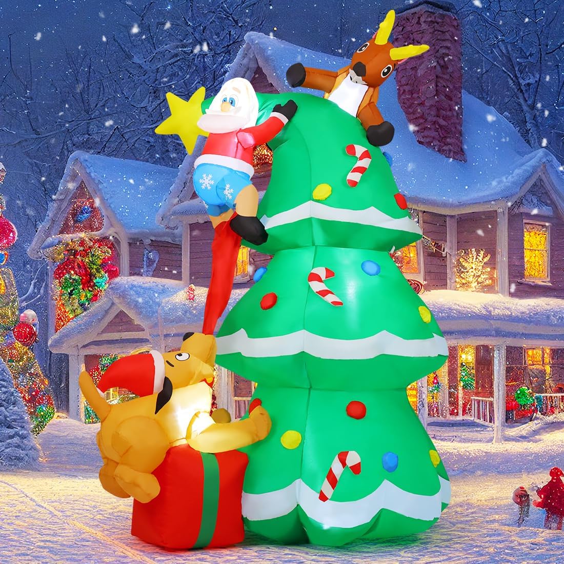 Árbol de Navidad Hinchable de 2.37 Metros con Papá Noel y Regalos