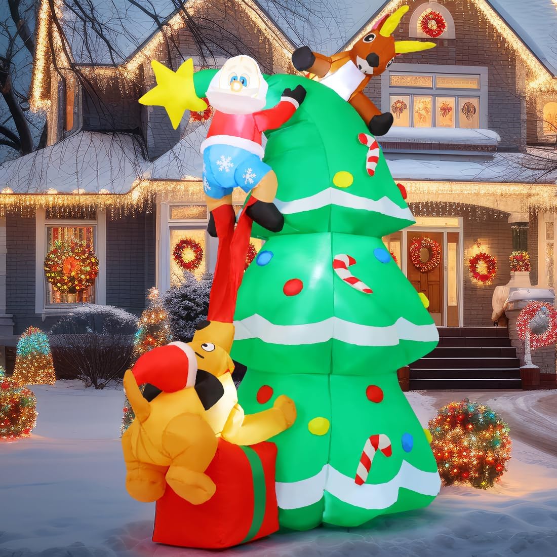 Árbol de Navidad Hinchable de 2.37 Metros con Papá Noel y Regalos