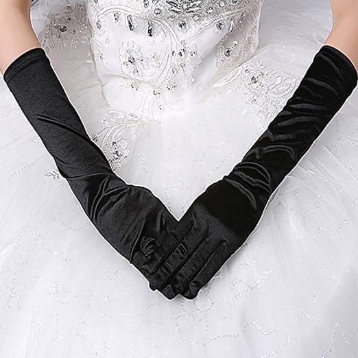 Guantes de satén negros