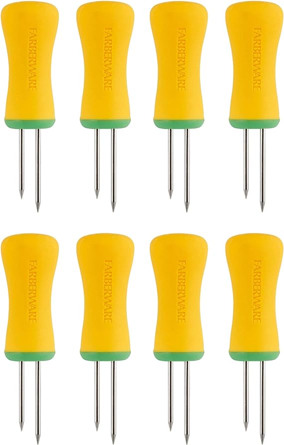 Soportes de maíz con agarre suave BBQ S8, amarillos