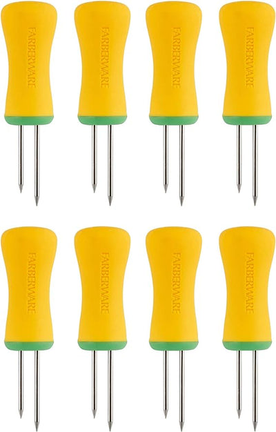 Soportes de maíz con agarre suave BBQ S8, amarillos