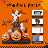 8 FT Tall Inflatables Dead Tree with White Ghosts & Pumpkins