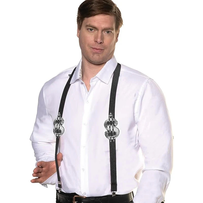 Suspenders With $ Sign Silver