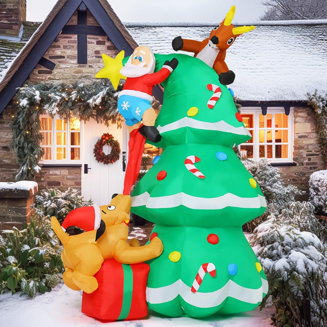 Árbol de Navidad Hinchable de 2.37 Metros con Papá Noel y Regalos