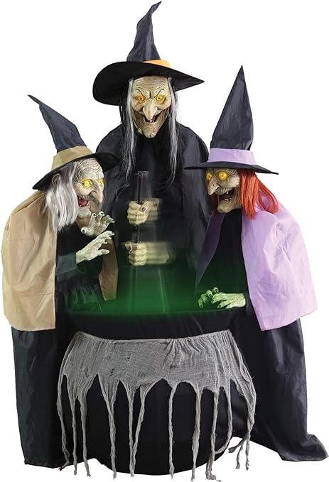 Decoración de brujas hermanas Stichwick animadas de 1,5 m (5 pies)