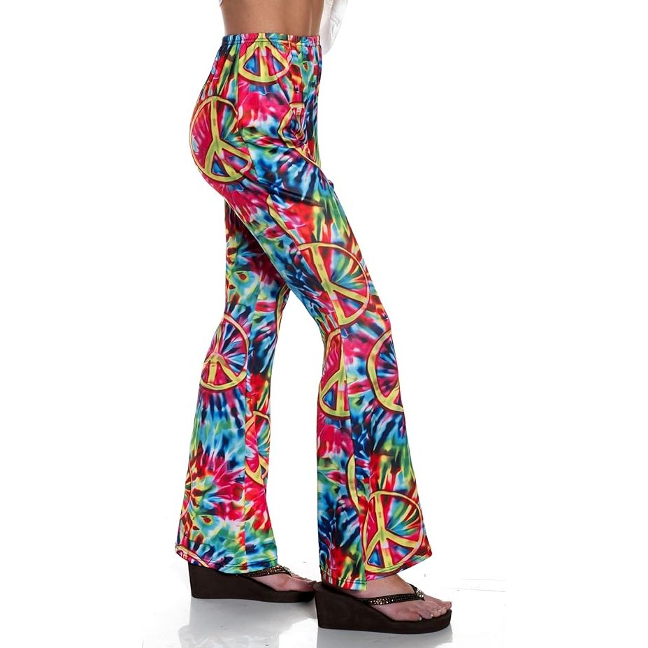 Pantalones acampanados teñidos tipo tie-dye de los 60