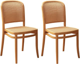 Commercial Rattan -Style Stackable Plastic Dining Chair Beige