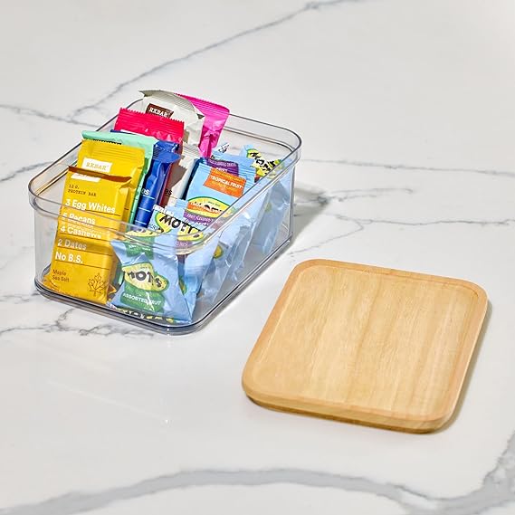 Contenedor Crisp 8x8 con tapa de madera transparente/natural