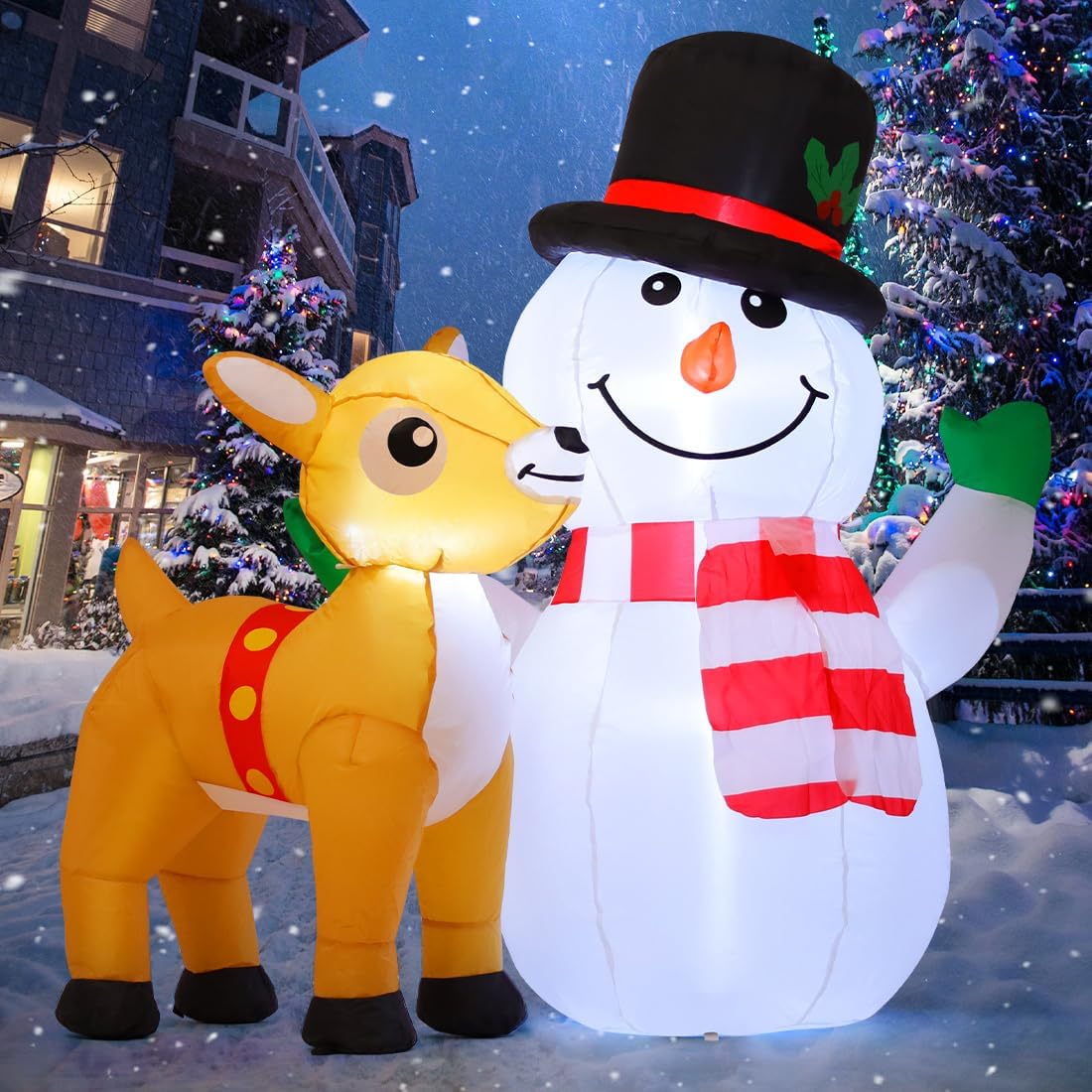 Muñeco de Nieve Hinchable de 1.58m de Alto con Luces LED