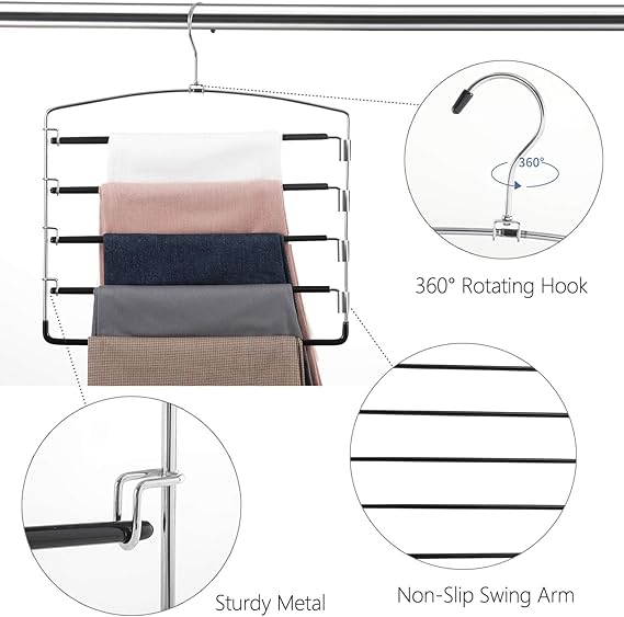 Percha para pantalones de 4 niveles negra/cromada S/2