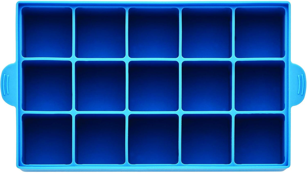 Pro Silicone Ice Cube Trays with Lid, 4-Piece, Blue