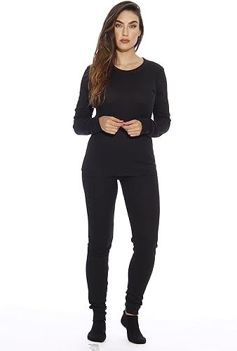 Conjunto térmico de 2 piezas para mujer, negro