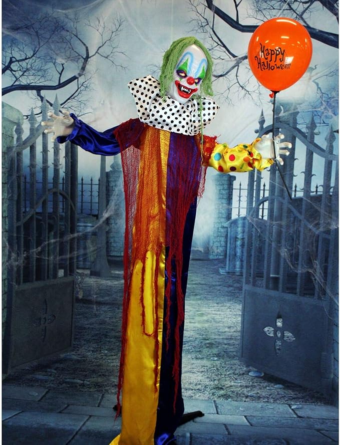 Payaso de pie de 75 pulgadas con boca grande temblorosa y globo