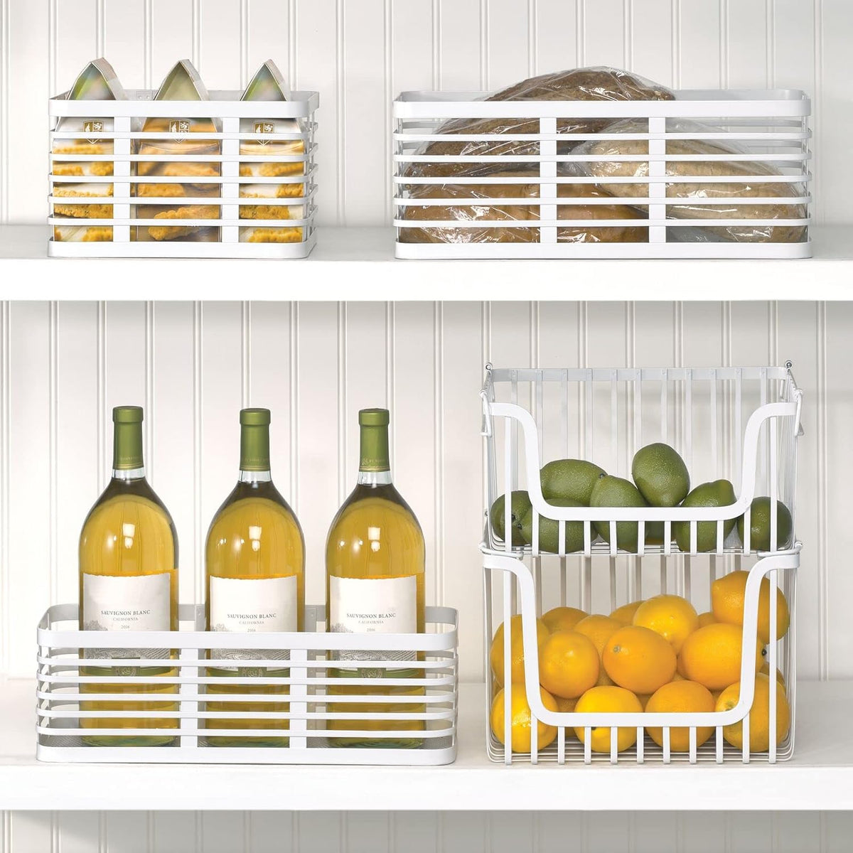 Cesta de acero blanca de 16 x 5 x 6